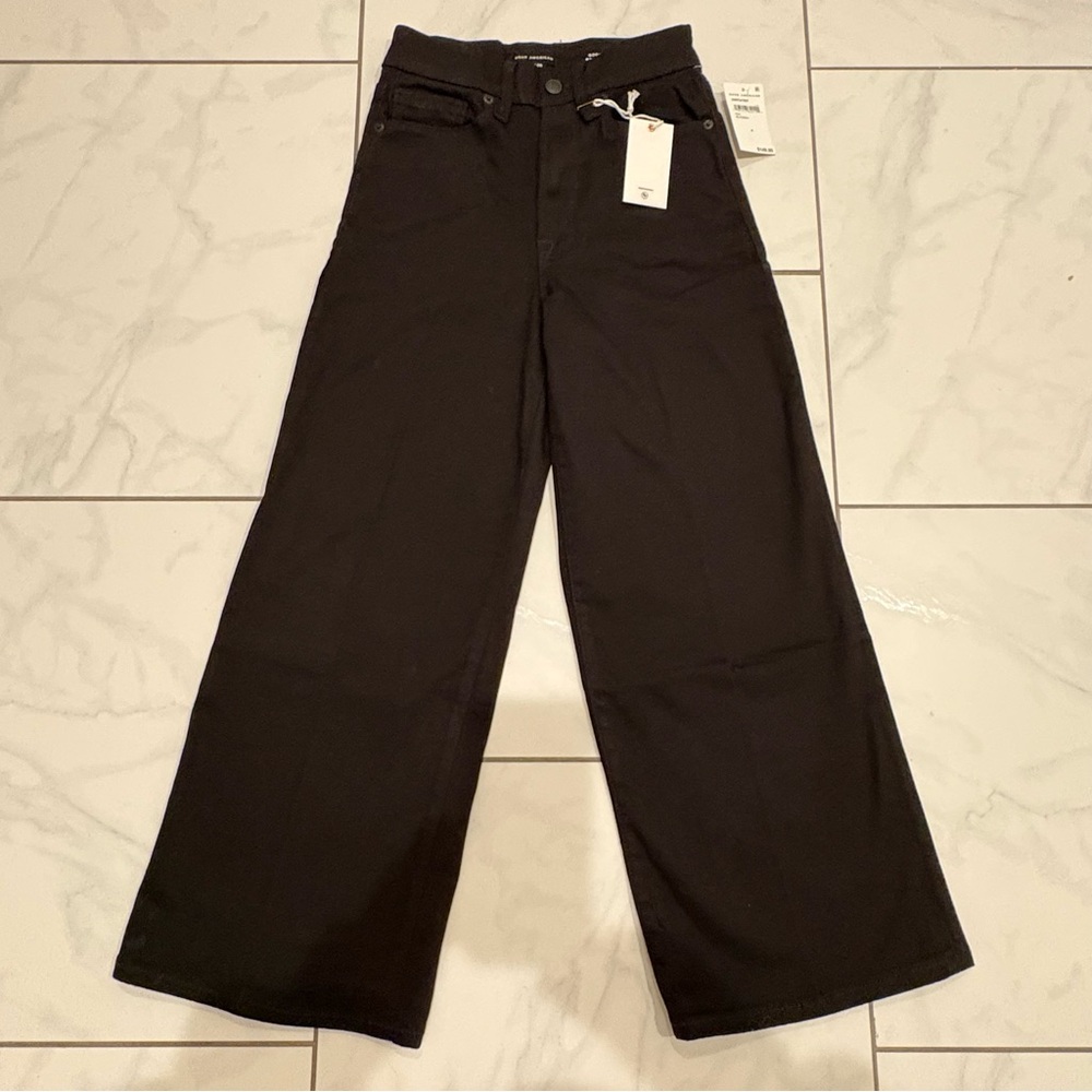 NWT Good American Good Waist Black Palazzo Crop Jeans - Picture 8 of 15